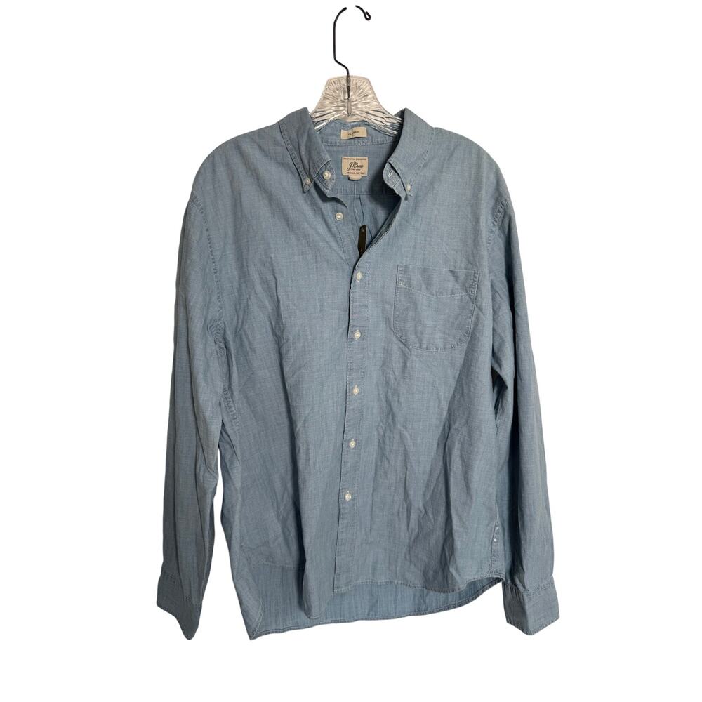 J. Crew Men’s Classic Button Down Shirt Organic Cotton Blue Size Large New